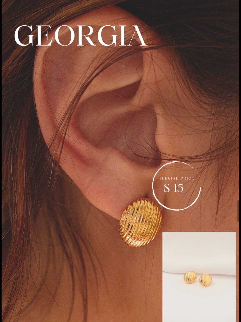 Gold Textured Dome Stud Earrings